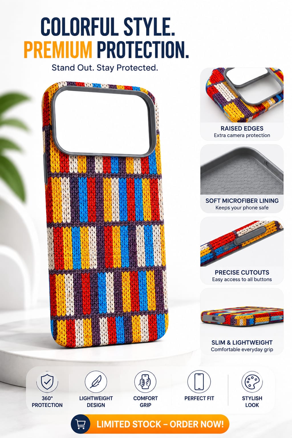 Colorful Knitted Pattern iPhone 17 Pro Max Back Cover