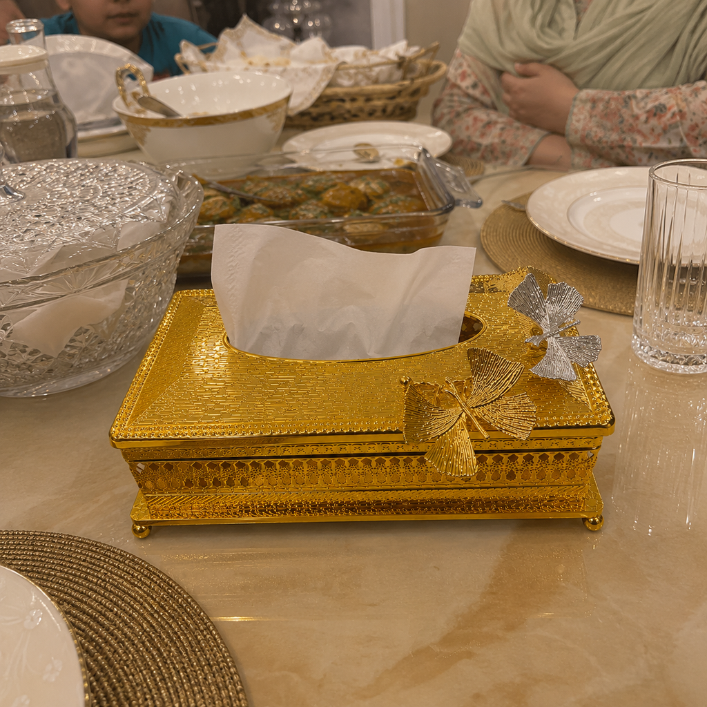 Luxury Golden Tissue Box Cover