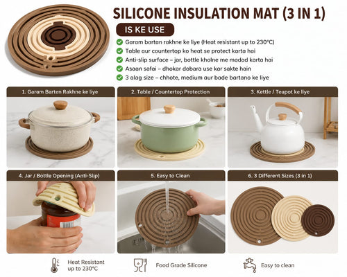 3-Piece Nesting Circular Silicone Heat Insulation Mat Set