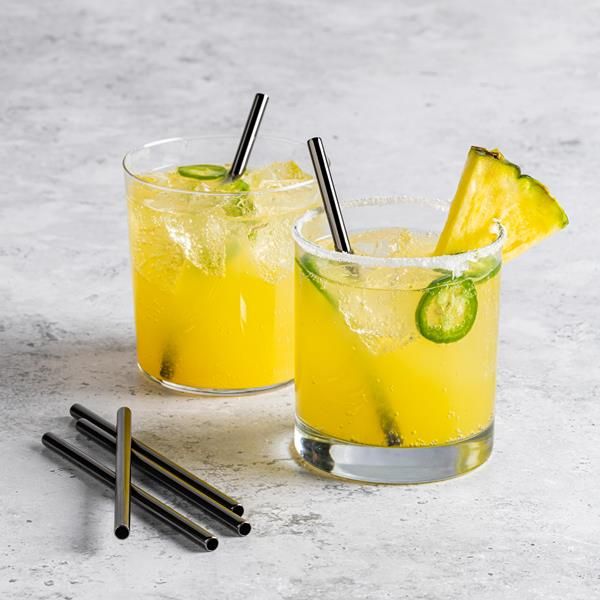6-Piece Reusable Stainless Steel Drinking Straw Set with Cleaning Brush