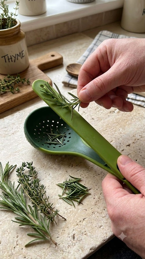 2-in-1 Herb Stripper & Flavour-Infusing Cooking Spoon