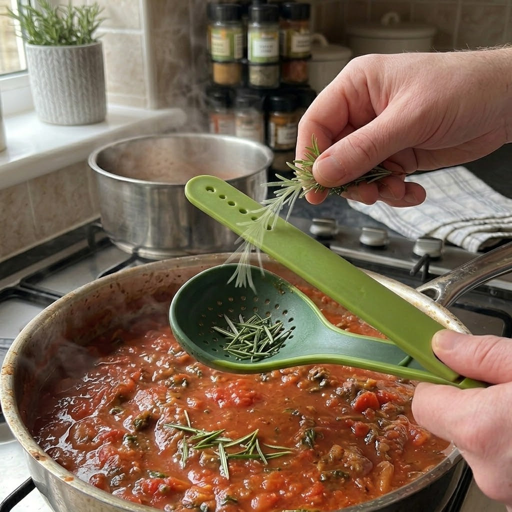 2-in-1 Herb Stripper & Flavour-Infusing Cooking Spoon