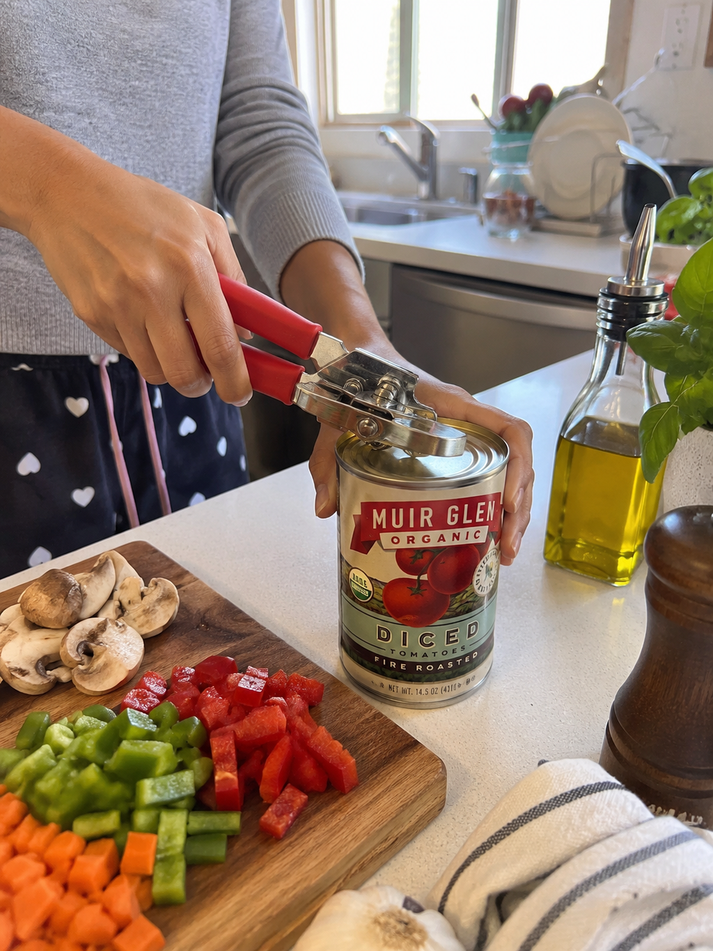 Heavy-Duty Manual Can Opener with Ergonomic Red Handles