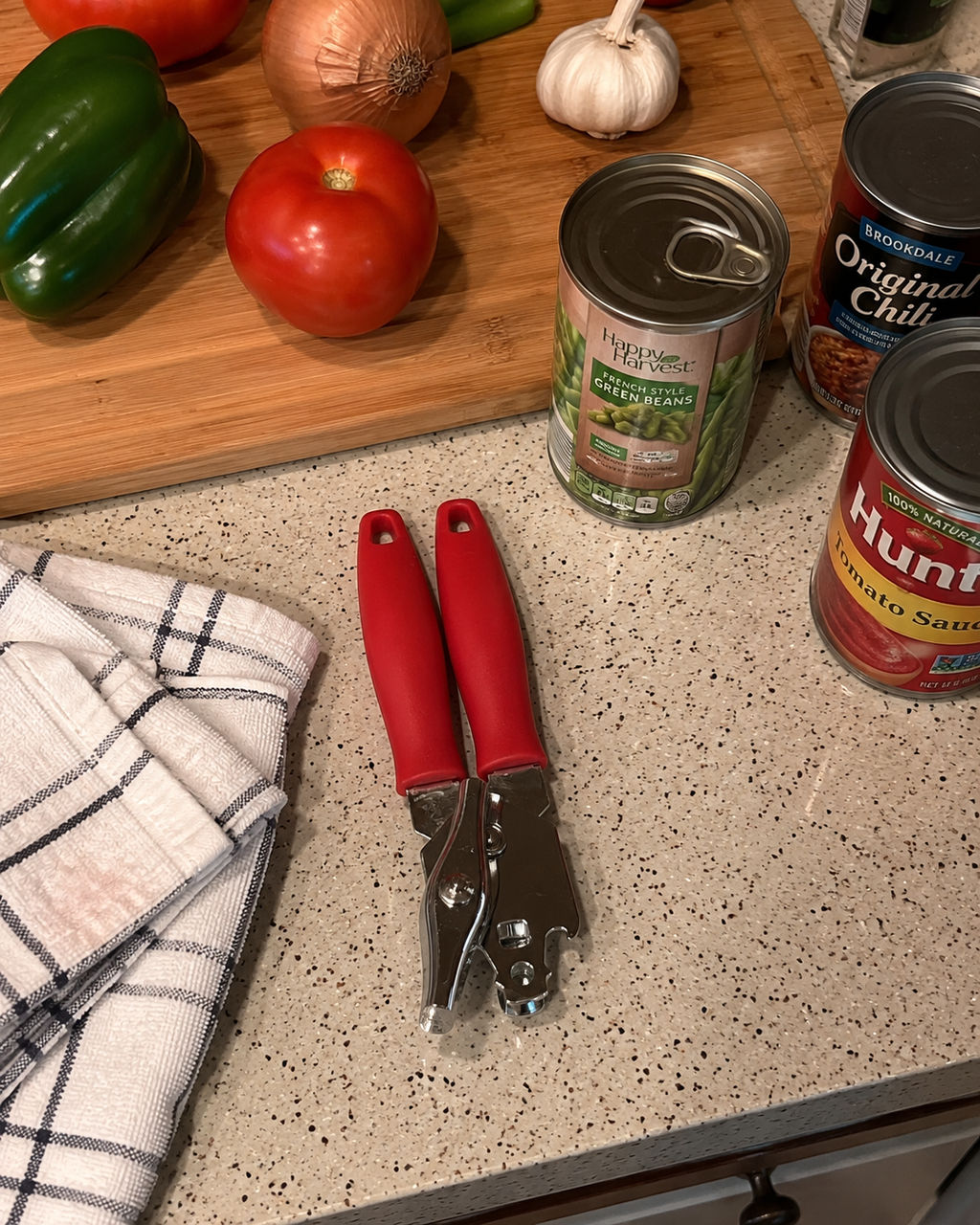 Heavy-Duty Manual Can Opener with Ergonomic Red Handles