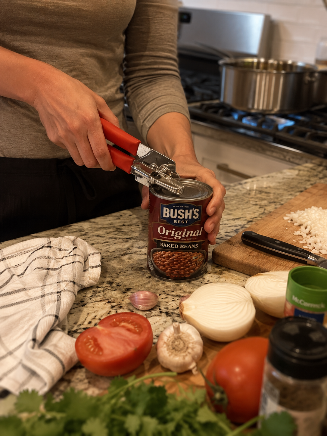 Heavy-Duty Manual Can Opener with Ergonomic Red Handles