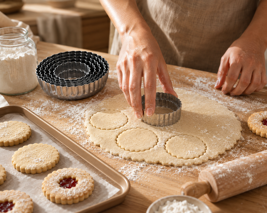 7-Piece Stainless Steel Round Fluted Cookie Cutter Set