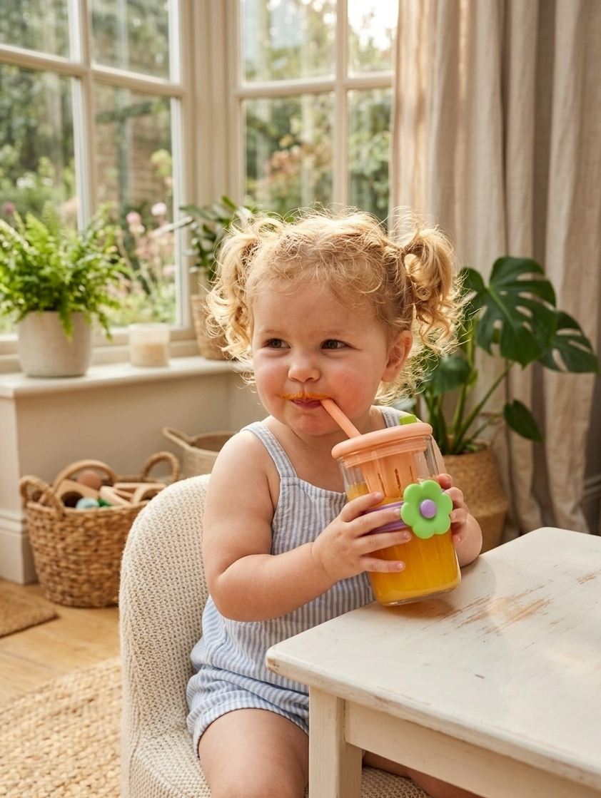 Glass Flower Tumbler for Boys and Girls