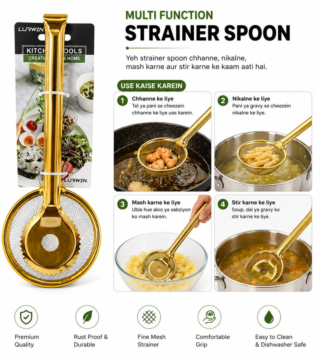 Stainless Steel Frying Skimmer Tongs