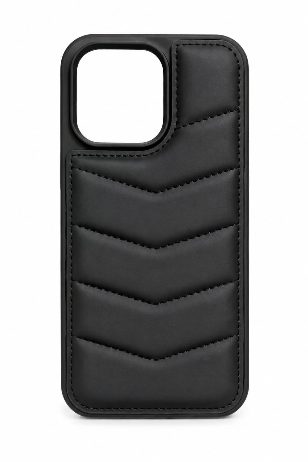 Luxury Black Quilted Leather-Style Case for iPhone 15 Pro Max