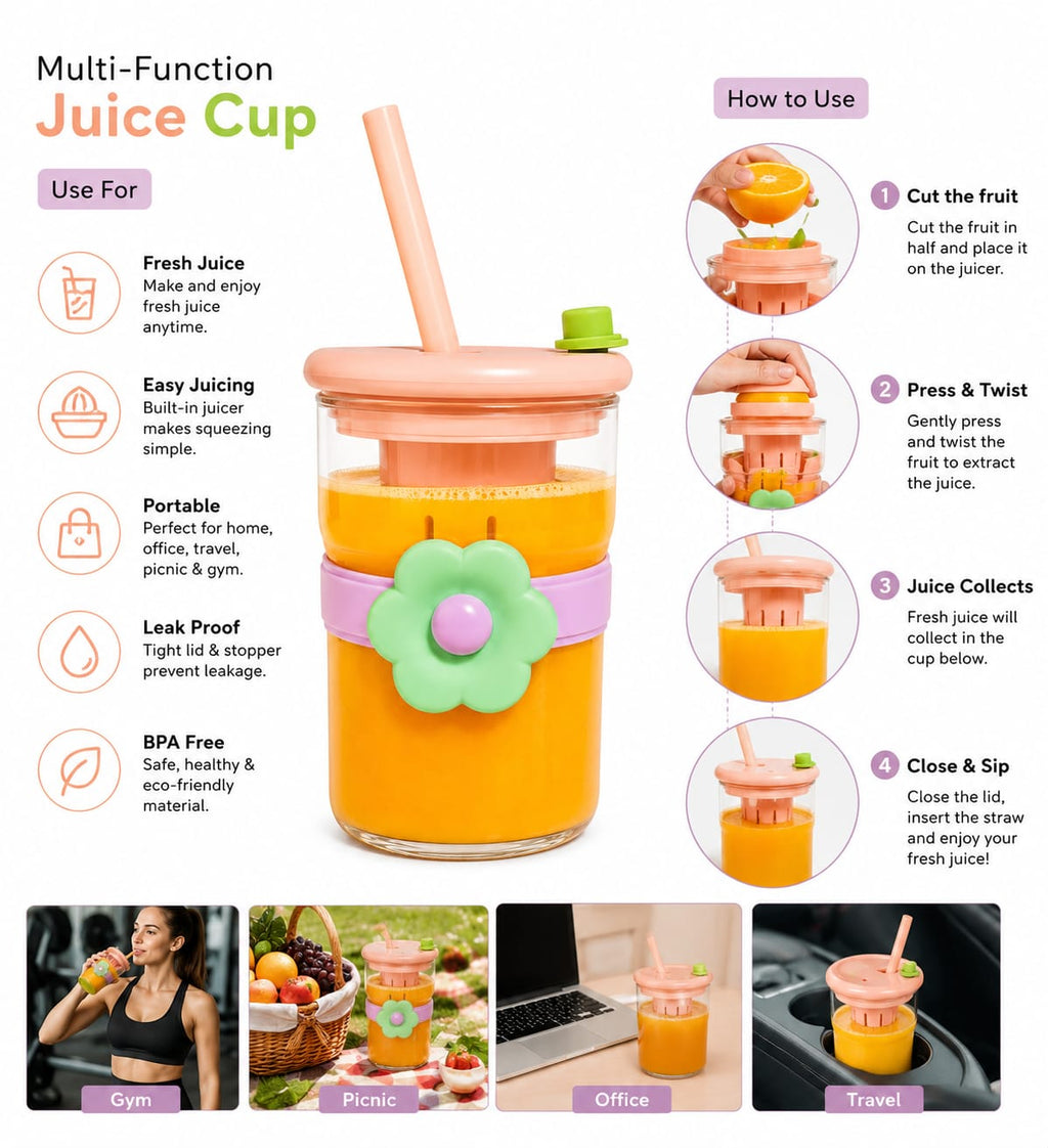 Glass Flower Tumbler for Boys and Girls