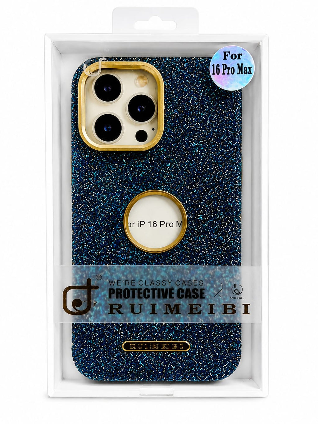 Luxury Sparkle Glitter Case with Gold Camera Ring & MagSafe Style Ring for iPhone 16 Pro Max