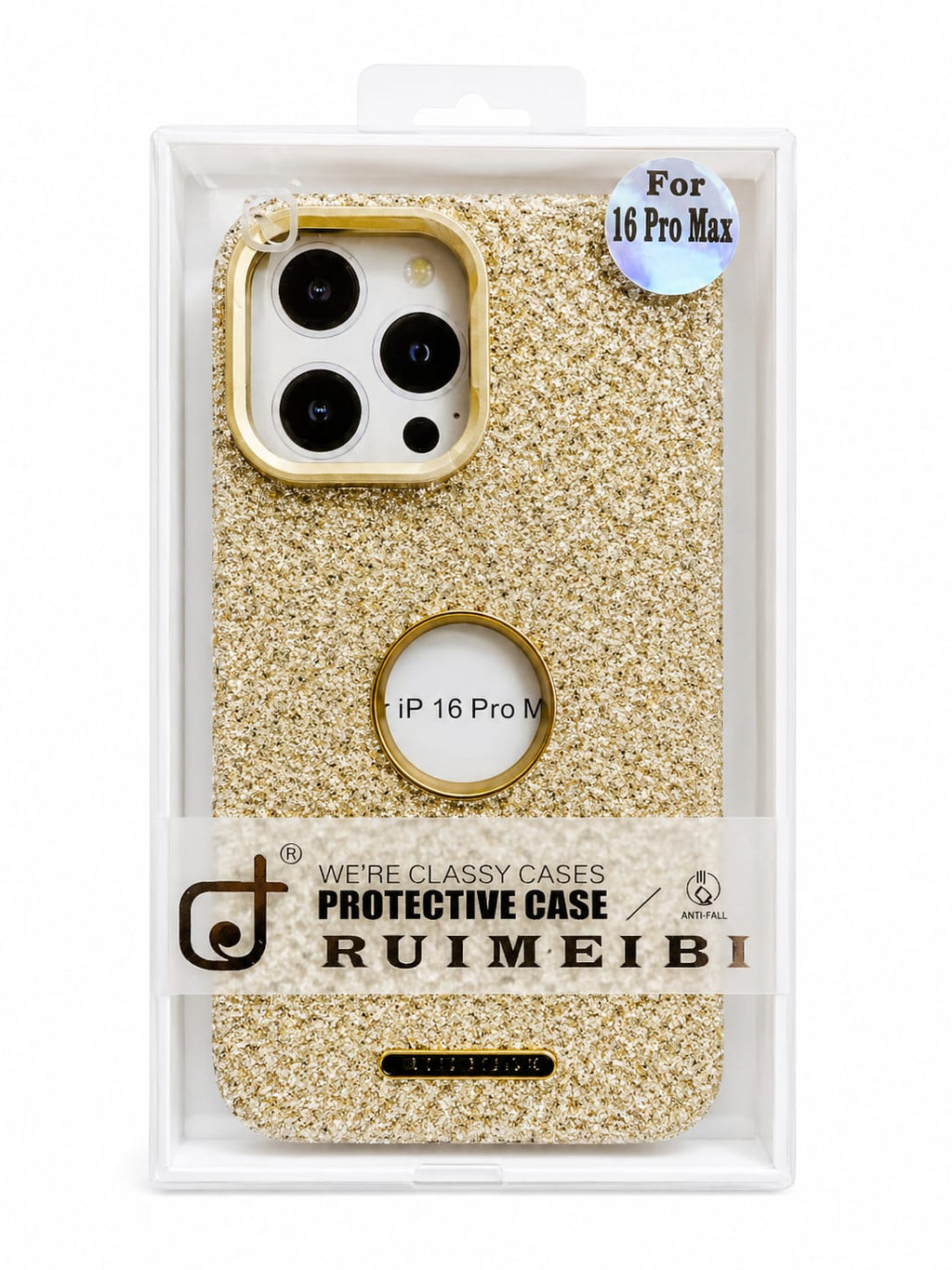 Luxury Sparkle Glitter Case with Gold Camera Ring & MagSafe Style Ring for iPhone 16 Pro Max