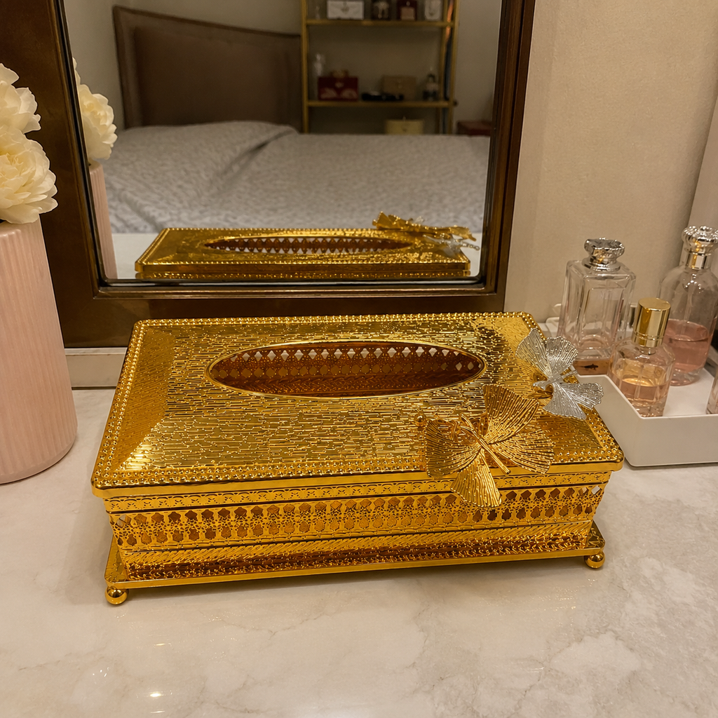 Luxury Golden Tissue Box Cover