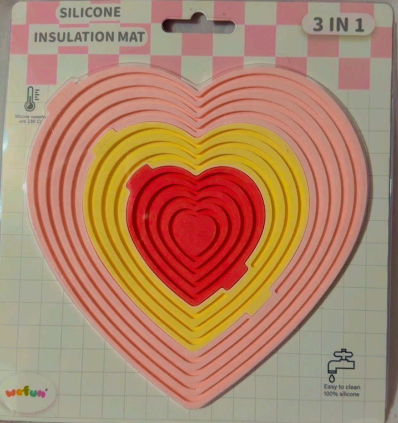 3-Piece Nesting Heart Silicone Heat Insulation Mat