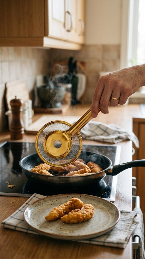 Golden Oil Strainer & Filter – Reusable Kitchen Oil Filtering Tool
