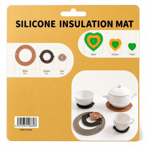 3-Piece Nesting Heart Silicone Heat Insulation Mat